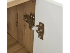 Perchero blanco y natural con ganchos y estantes de almacenamiento, 2 puertas – Para recibidores y pasillos
