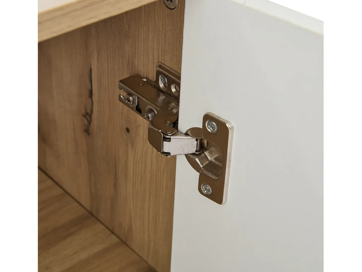 Perchero blanco y natural con ganchos y estantes de almacenamiento, 2 puertas – Para recibidores y pasillos