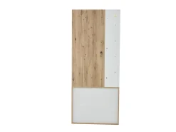 Perchero blanco y natural con ganchos y estantes de almacenamiento, 2 puertas – Para recibidores y pasillos