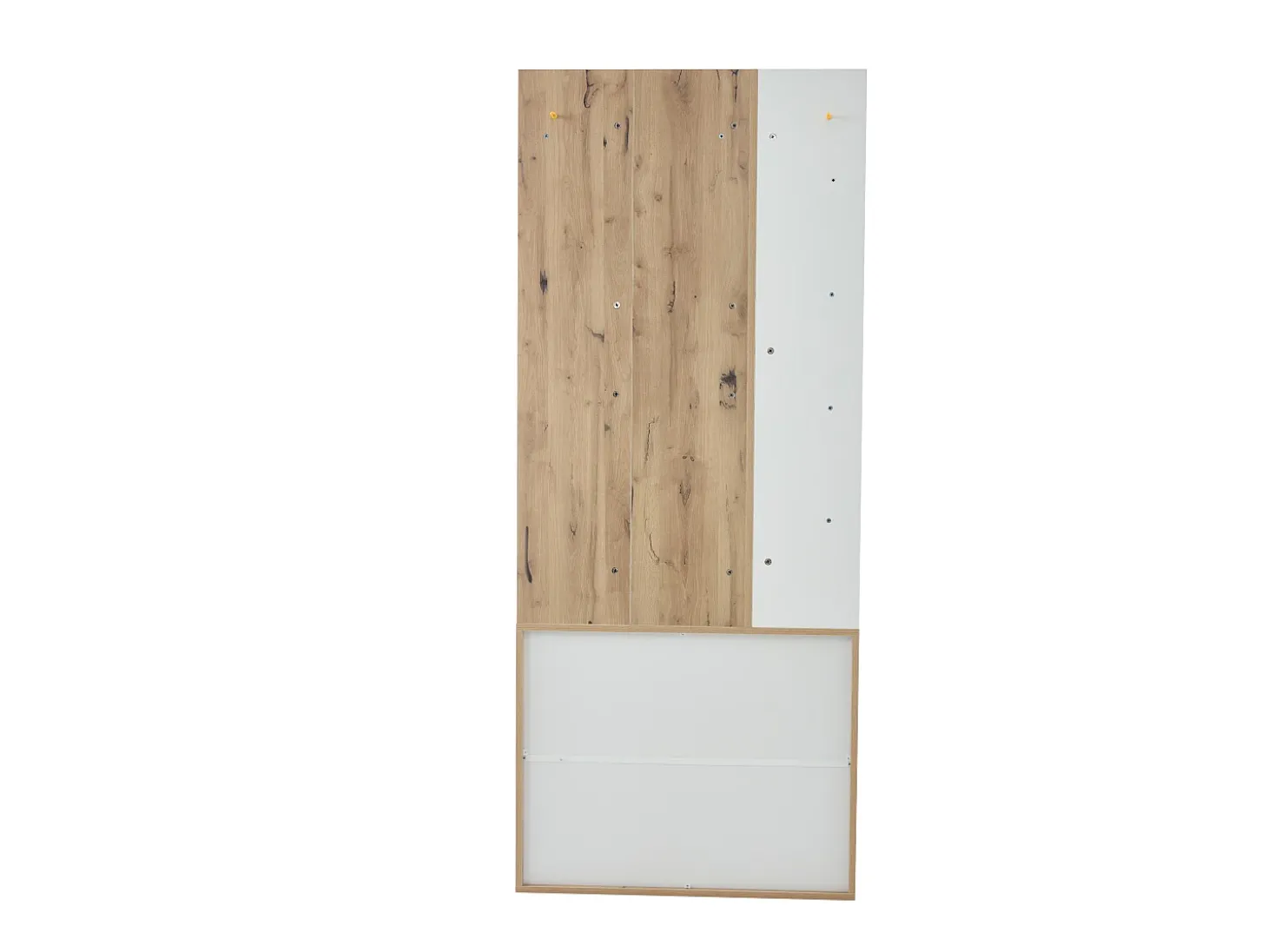 Perchero blanco y natural con ganchos y estantes de almacenamiento, 2 puertas – Para recibidores y pasillos