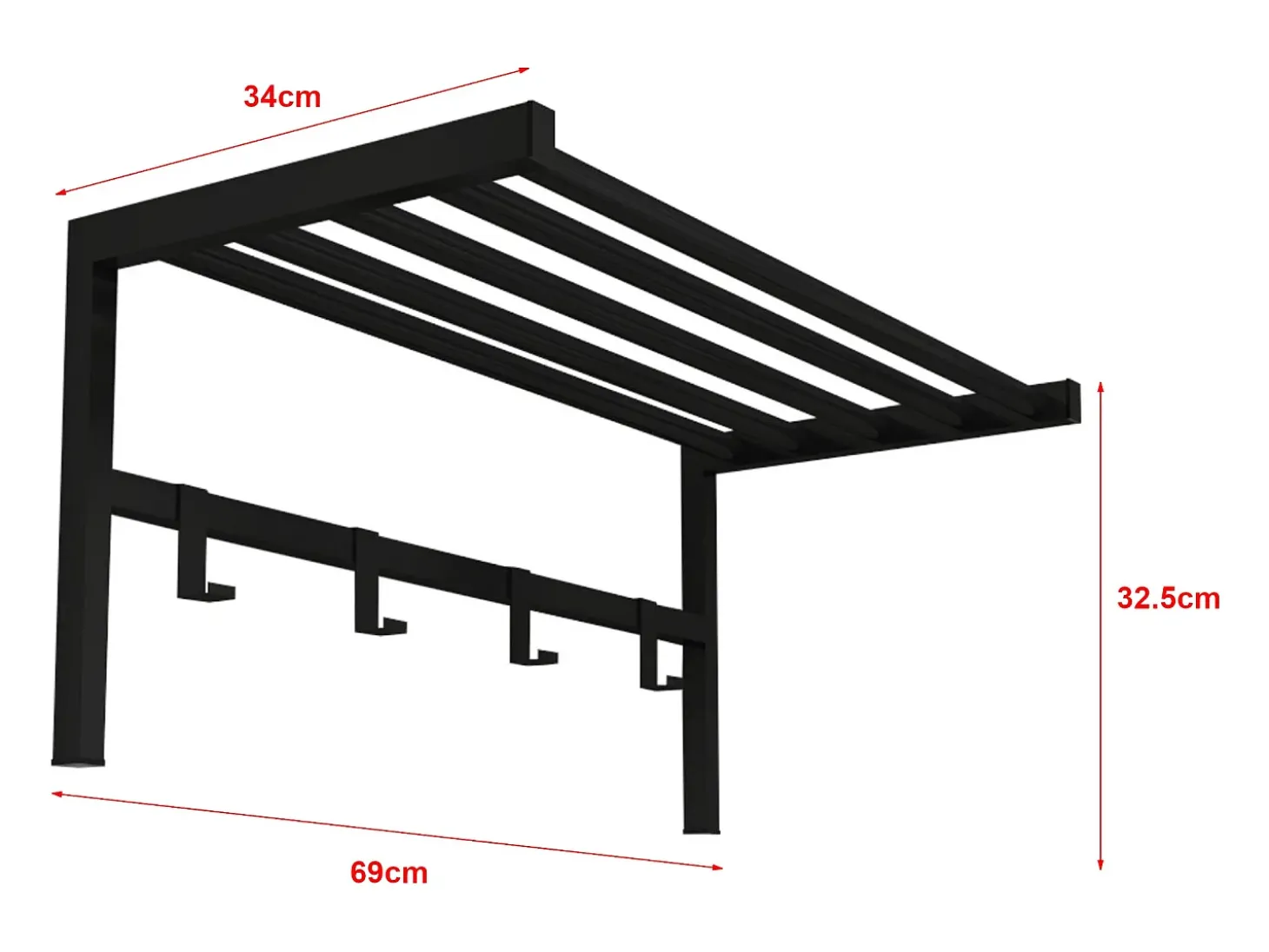 Perchero con 4 ganchos 325 x 69 x 34 cm negro 03_0008184