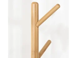 Perchero con mesa auxiliar, madera, blanco y natural (39,5x39,5x171 cm)