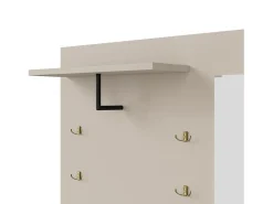 Perchero de entrada con banco para zapatos y espejo, espacio de almacenamiento - Beige Gris