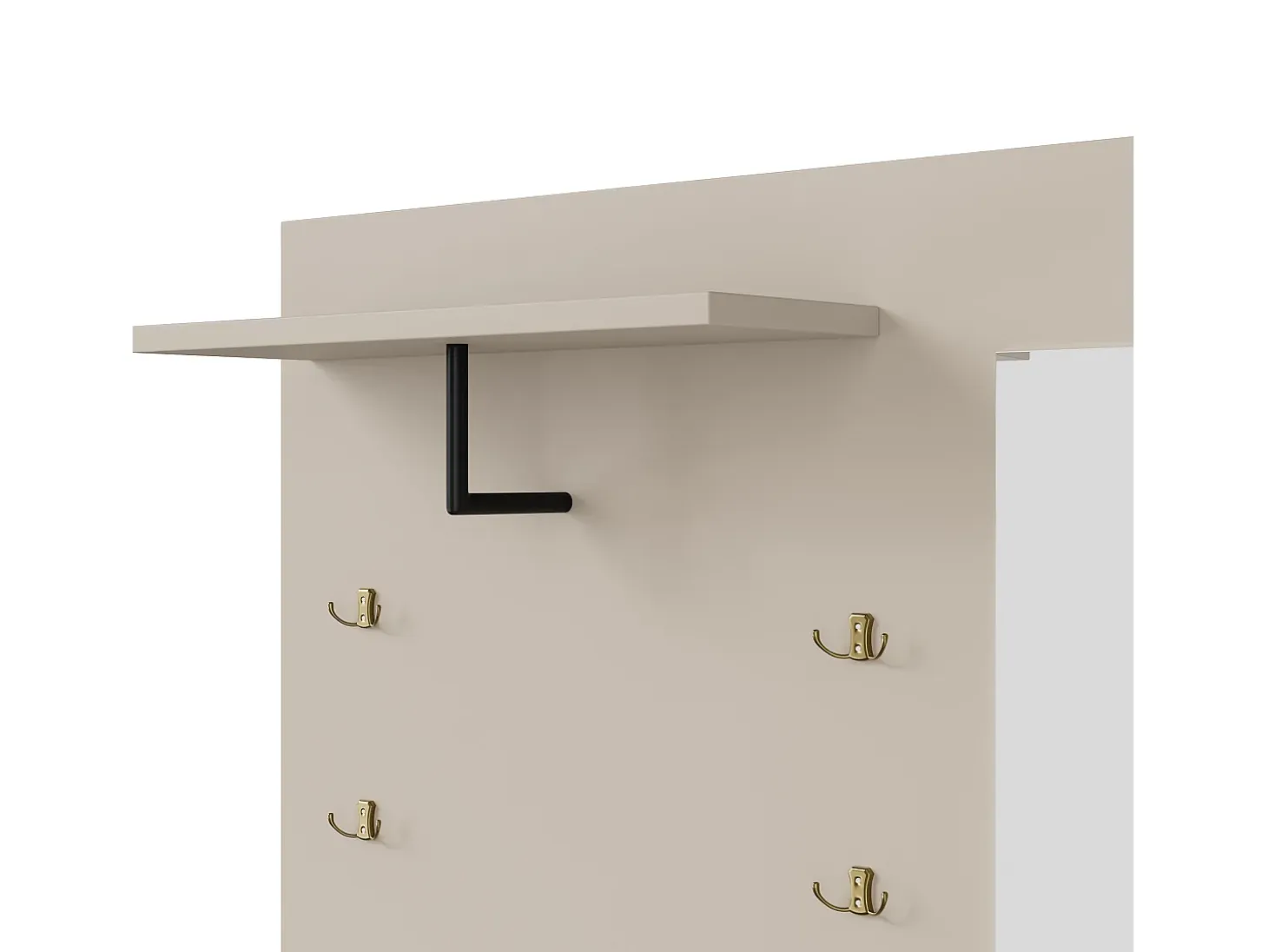 Perchero de entrada con banco para zapatos y espejo, espacio de almacenamiento - Beige Gris