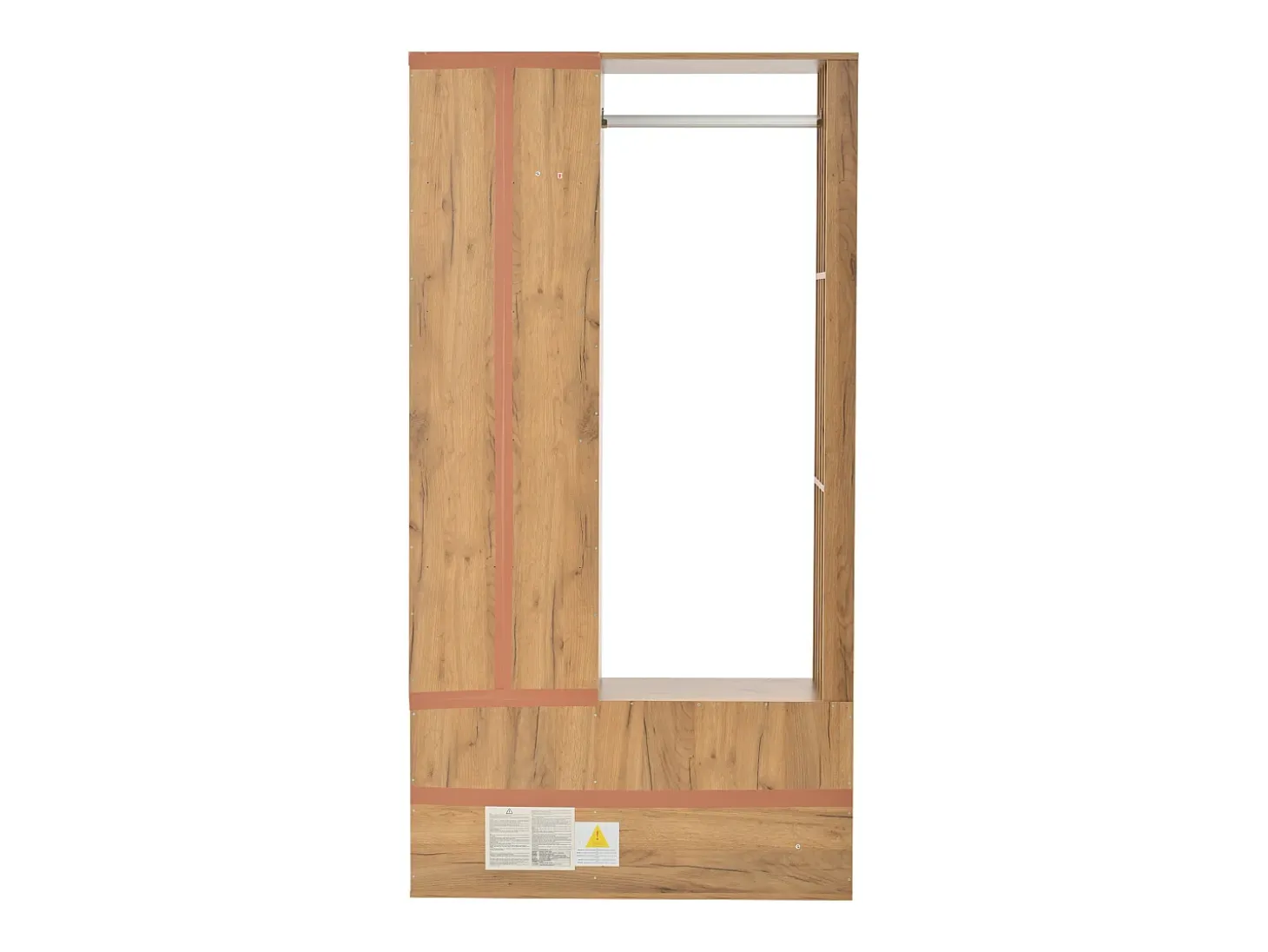 Perchero de madera con barra para colgar, espejo y estante de almacenamiento – Para recibidor y salón