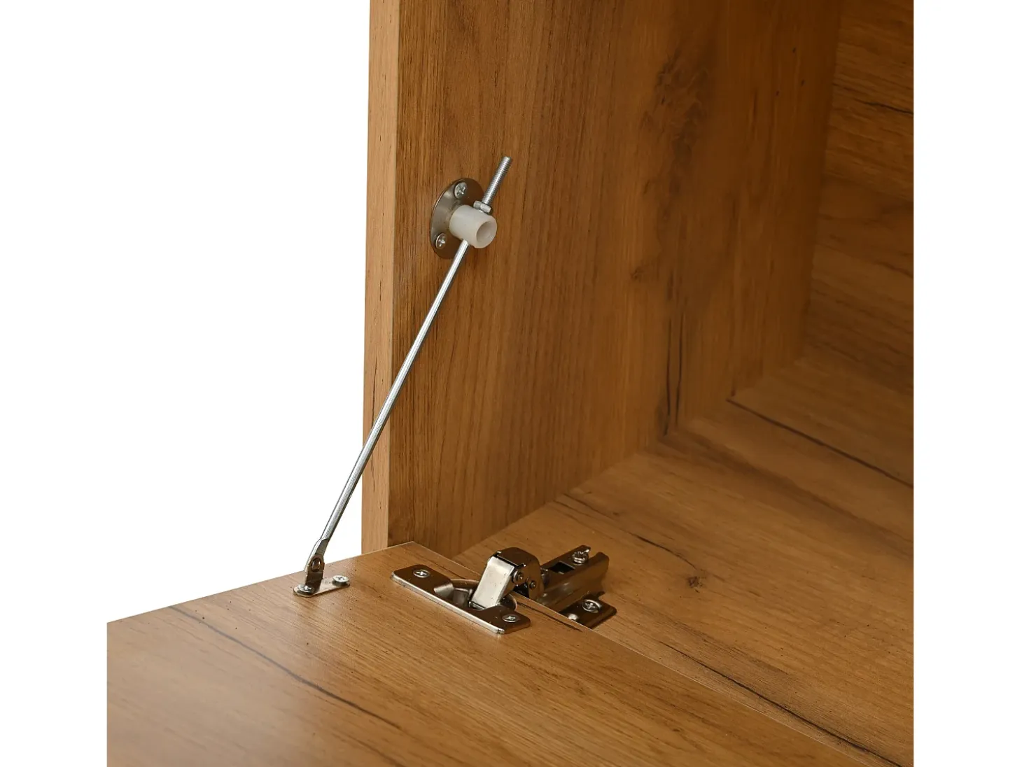 Perchero de madera con barra para colgar, espejo y estante de almacenamiento – Para recibidor y salón