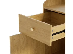 Perchero de madera con espejo - Armario de 2 cajones y 1 puerta - Espacio abierto y ganchos