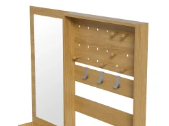 Perchero de madera con espejo - Armario de 2 cajones y 1 puerta - Espacio abierto y ganchos