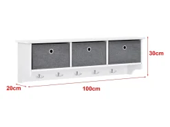 Perchero de pared 30 x 100 x 20 cm blanco gris plata 03_0008181