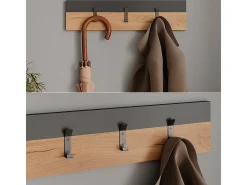 Perchero de pared antracita/roble dorado 60x1.6x15 orlando