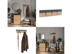 Perchero de pared antracita/roble dorado 60x1.6x15 orlando