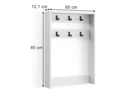 Perchero de pared blanco 60x12.1x85 eliza