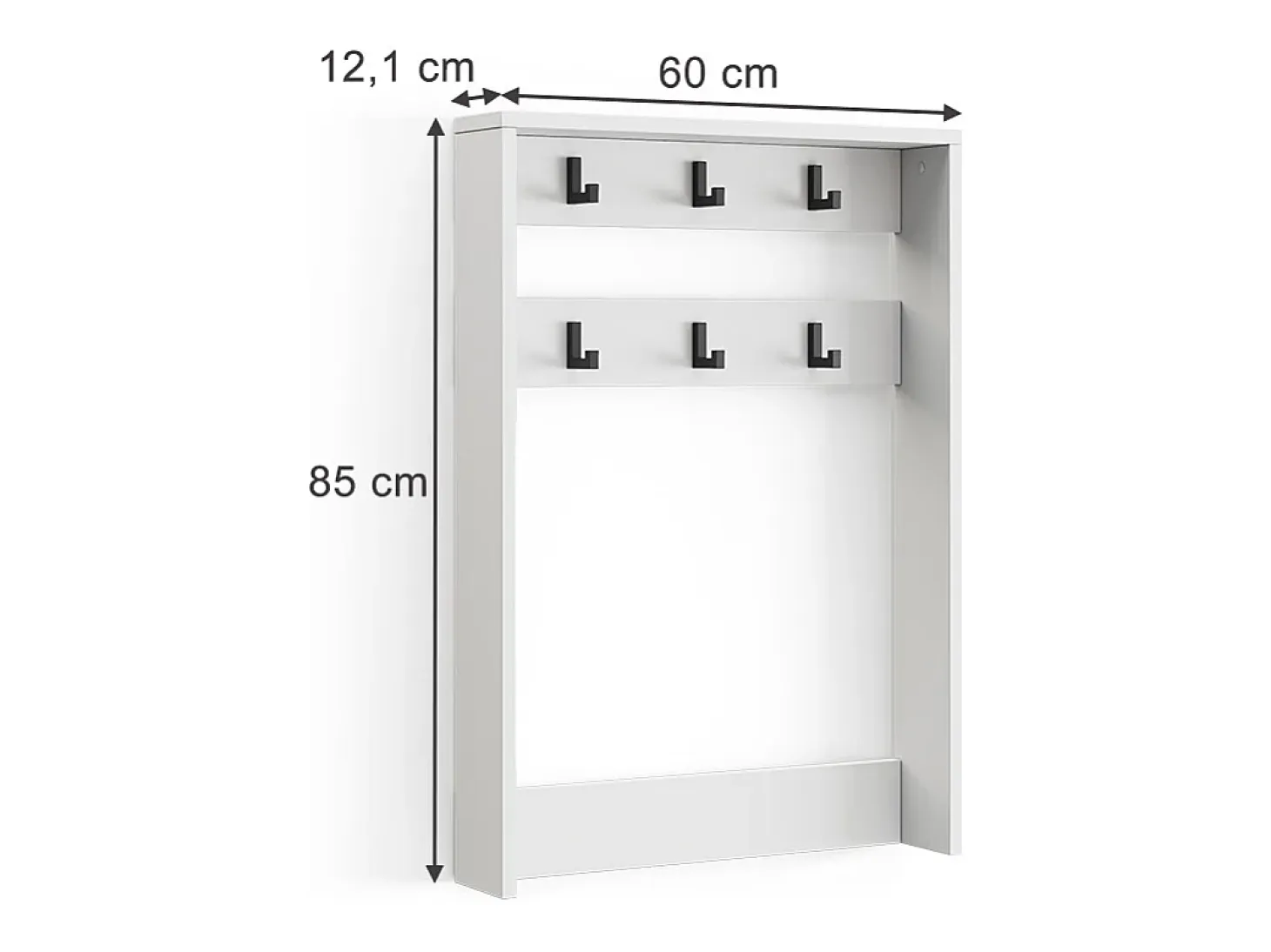 Perchero de pared blanco 60x12.1x85 eliza