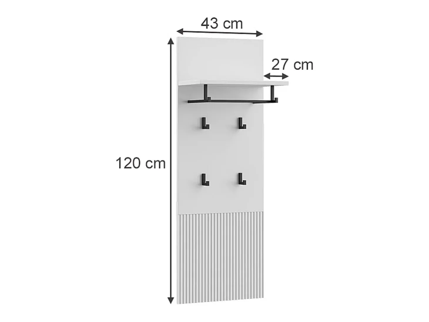 Perchero de pared blanco 43x27x120 eliza