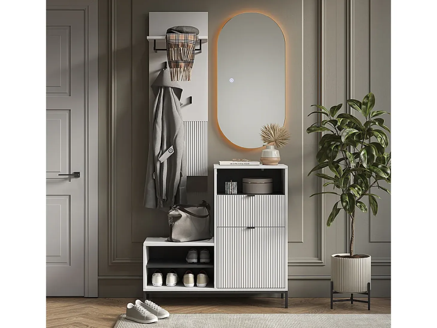Perchero de pared blanco 43x27x120 eliza