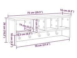 Perchero de pared Blanco 75 x 16 x 26 cm Madera de ingeniería