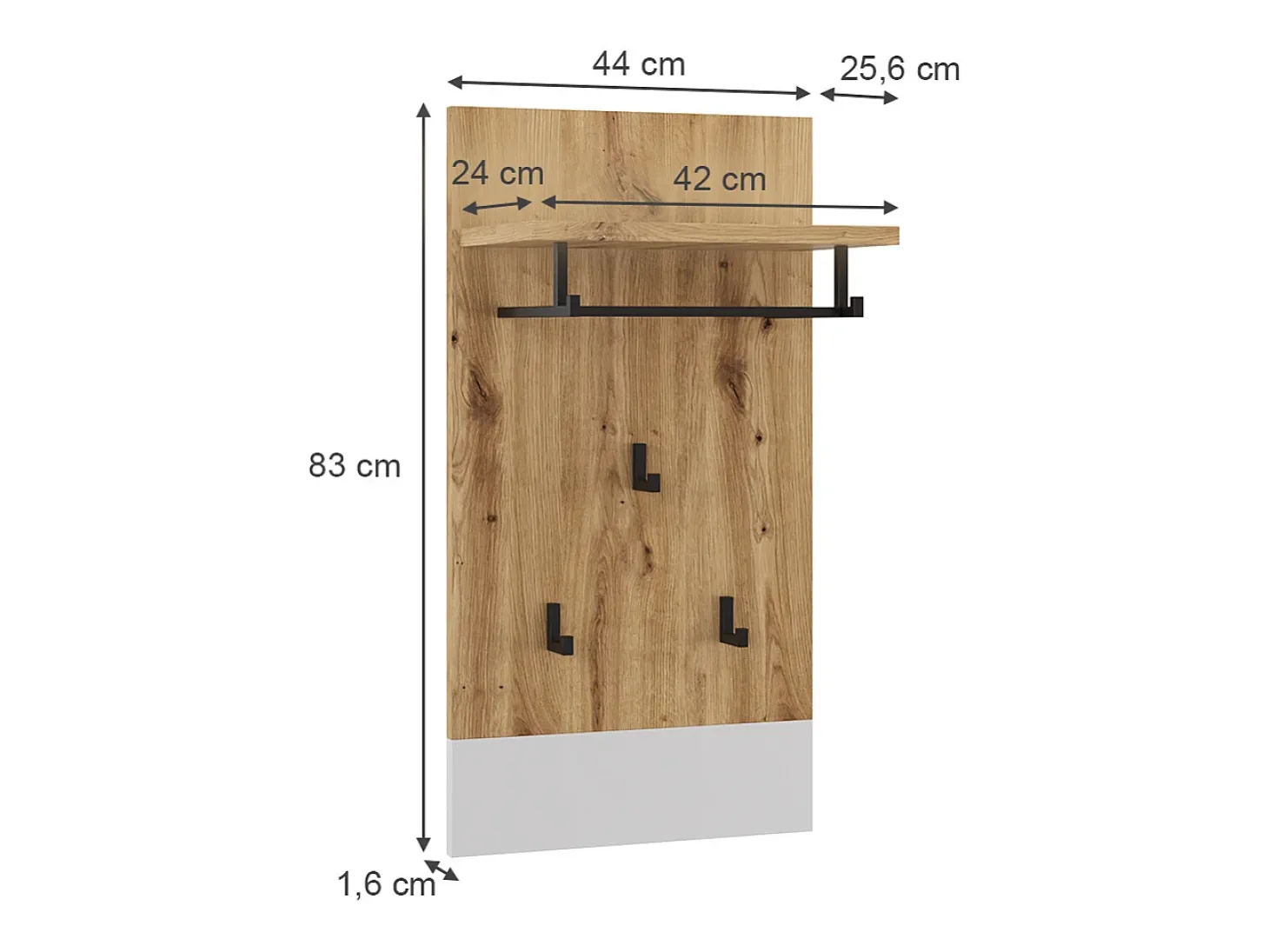 Perchero de pared blanco/artesano 44x25.6x83 selena