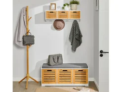 Perchero de pared con 3 Cestas y 4 Ganchos Estante de Pared para Pasillo Entrada 80 x 20 x 25 cm FHK19-WN SoBuy ES