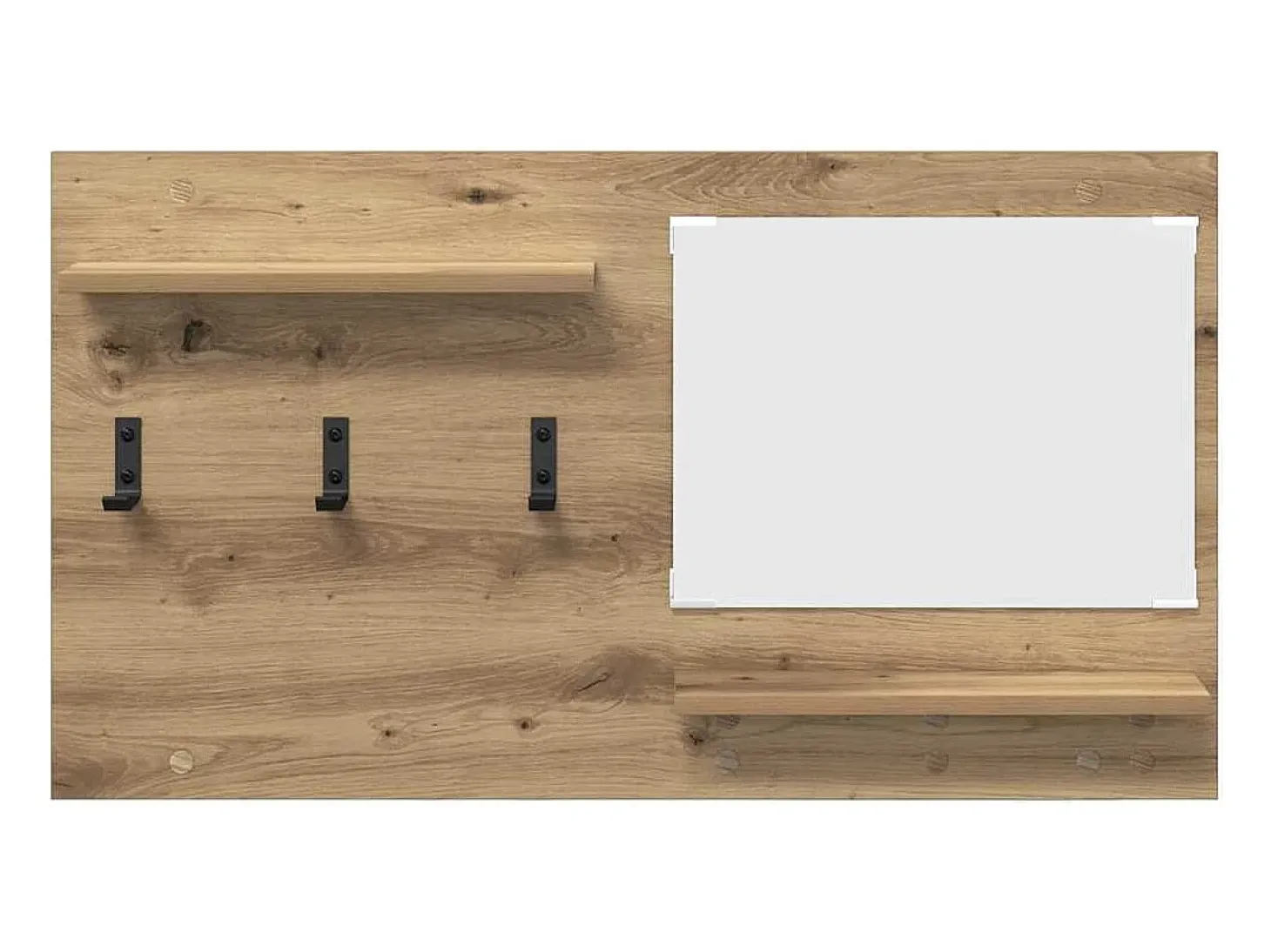 Perchero de pared con espejo, roble artesanal, 90 x 10 x 50 cm