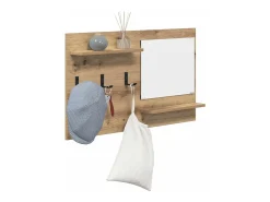 Perchero de pared con espejo, roble artesanal, 90 x 10 x 50 cm
