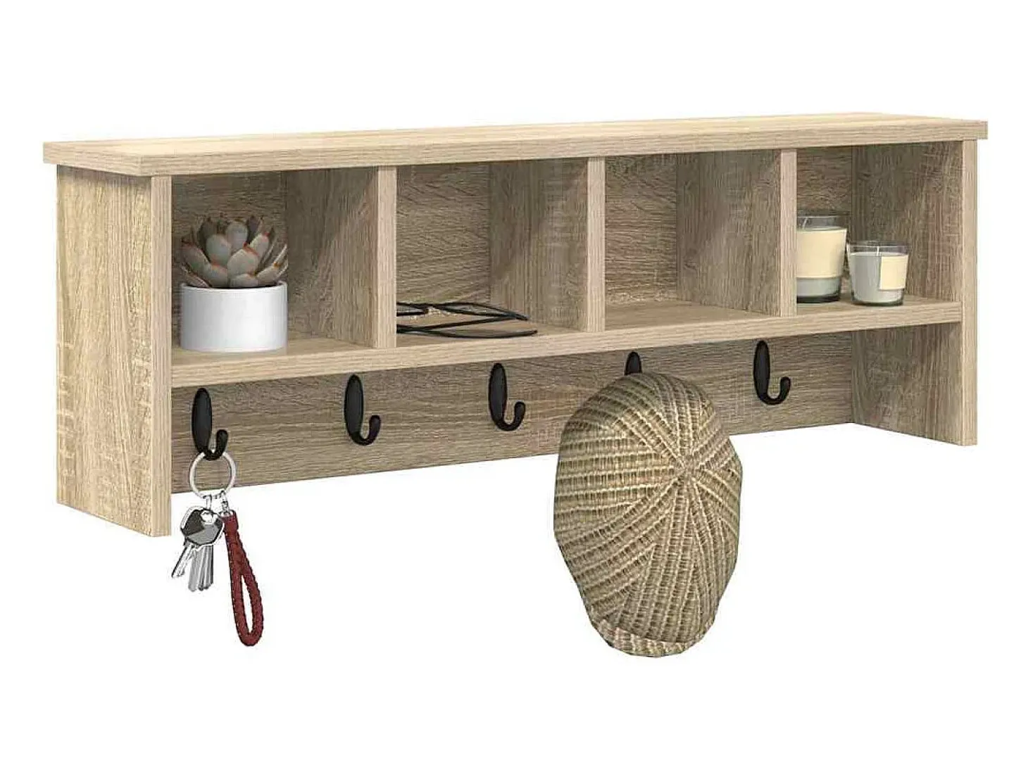 Perchero de pared con estante roble Sonoma 75 x 16 x 26 cm