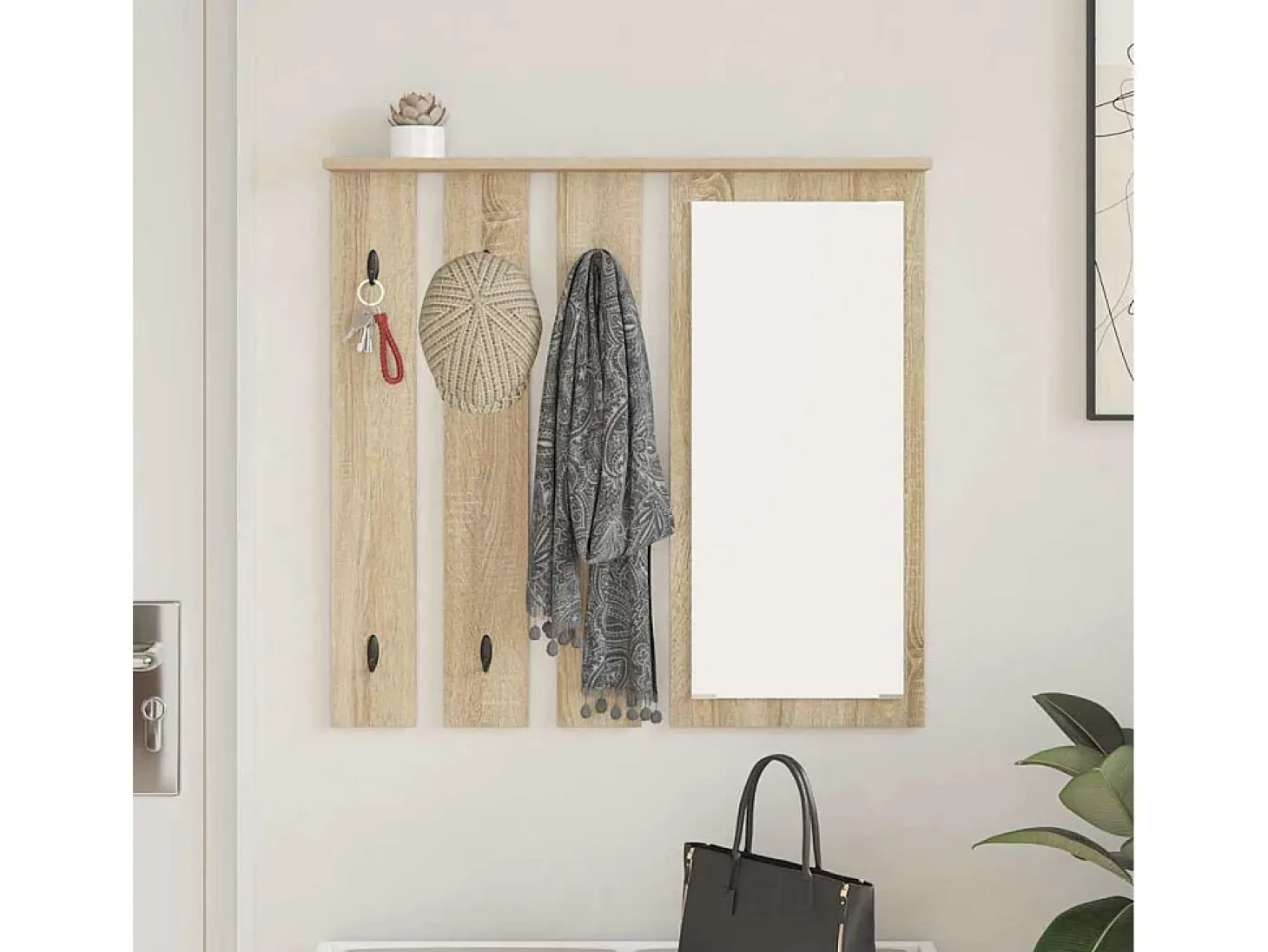 Perchero de pared con estante roble Sonoma 84 x 10 x 80 cm