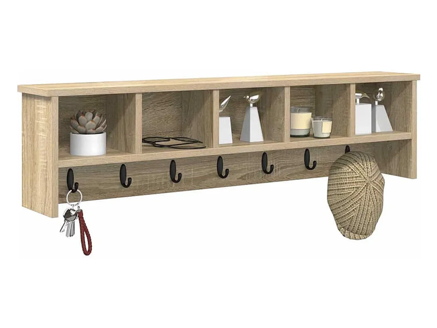 Perchero de pared con estante roble Sonoma 100 x 16 x 26 cm