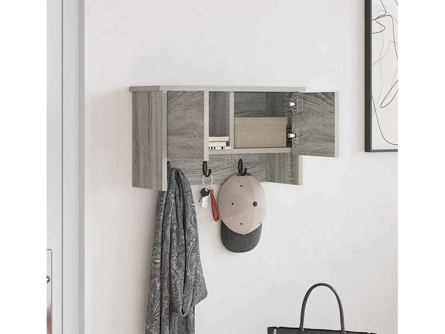 Perchero de pared con estante Sonoma, gris, 50 x 20 x 30 cm