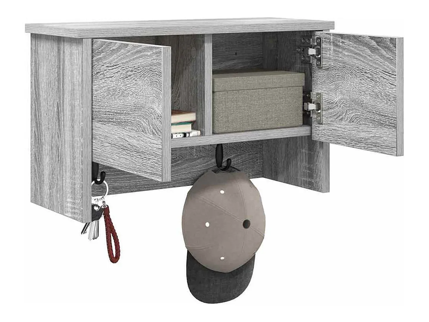 Perchero de pared con estante Sonoma, gris, 50 x 20 x 30 cm