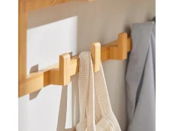 Perchero de Pared con Ganchos bambú,Estante de Pared, con 6 Ganchos y 1 Estante,L 90cm FHK06-N SoBuy ES