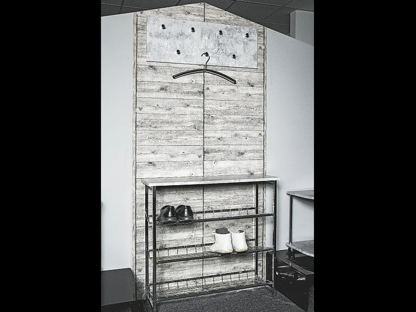 Perchero de pared de diseño efecto hormigón con 7 ganchos Gris