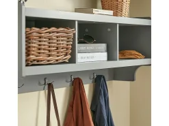 Perchero de Pared Estantería de Pared con 4 Ganchos Gris 100 x 25 x 35 cm FHK28-HG SoBuy ES