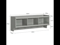 Perchero de Pared Estantería de Pared con 4 Ganchos Gris 100 x 25 x 35 cm FHK28-HG SoBuy ES