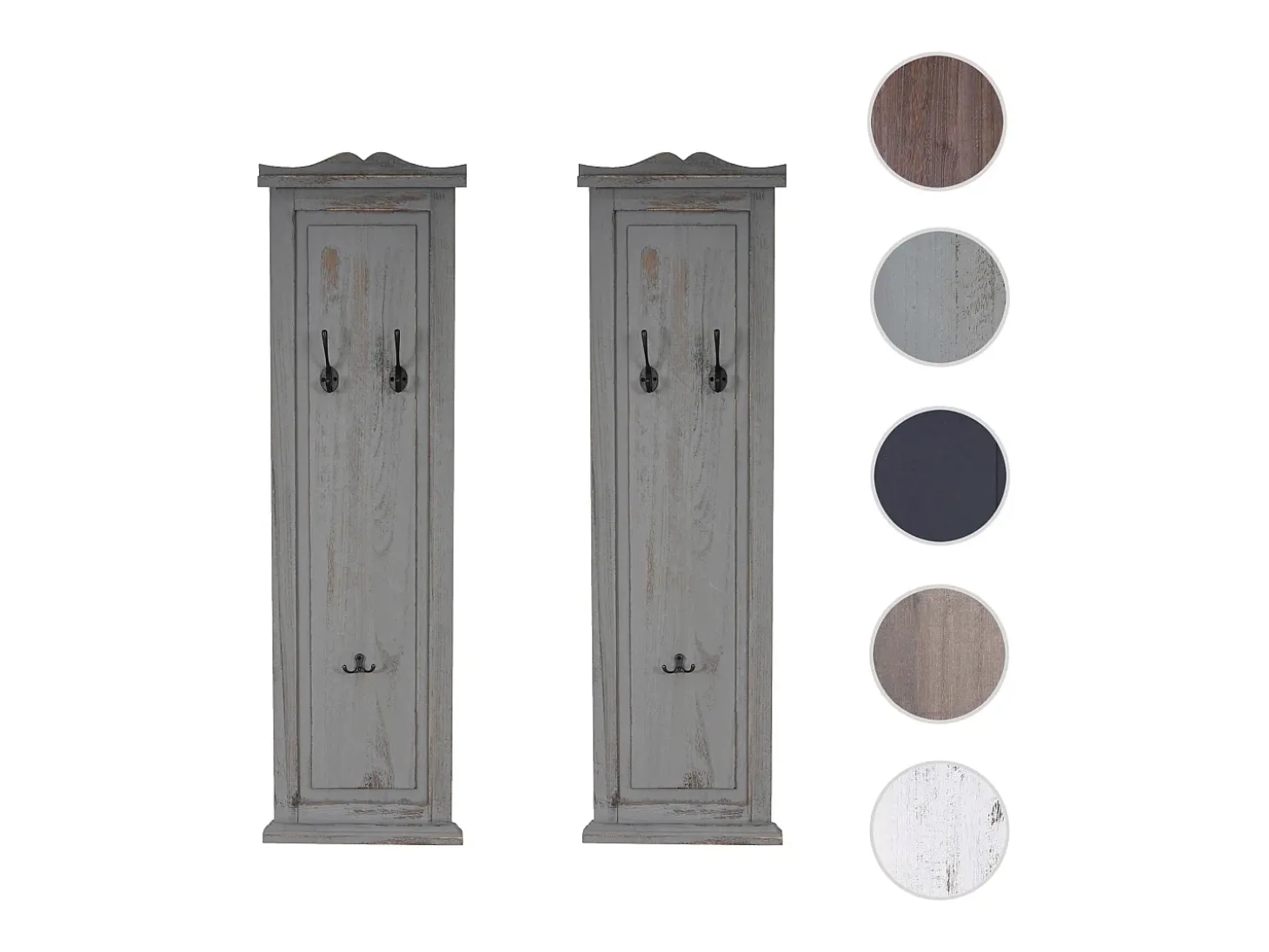 Perchero de pared H33 (juego de 2), gris desgastado