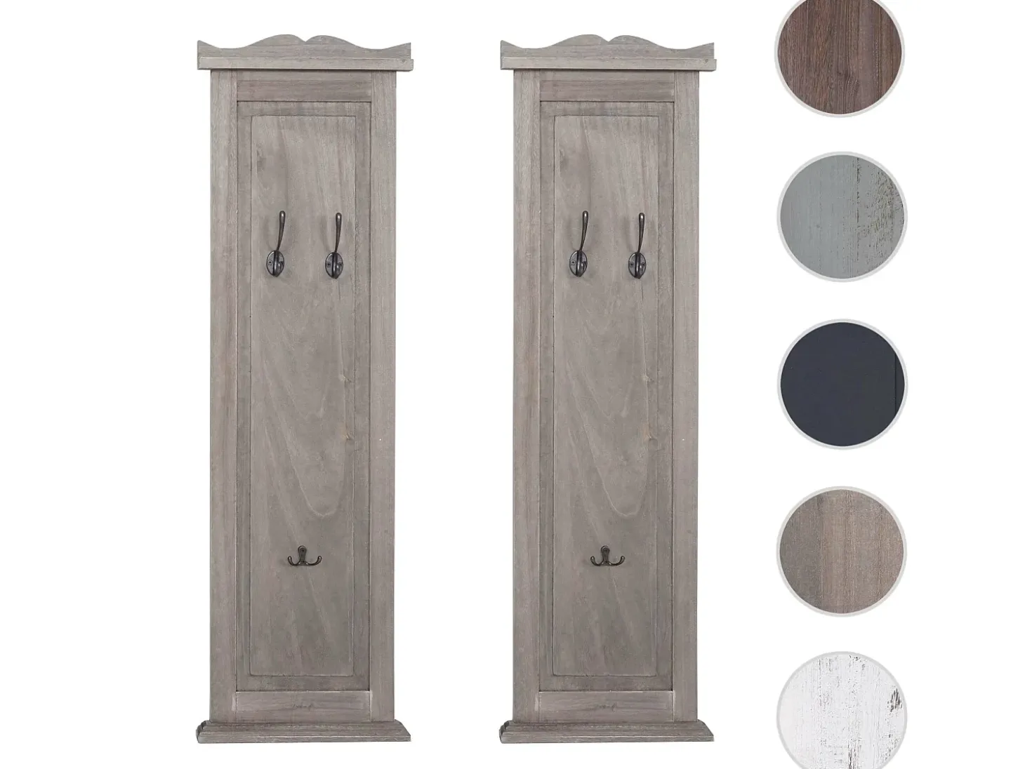 Perchero de pared H33 (juego de 2), gris-marrón shabby