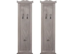 Perchero de pared H33 (juego de 2), gris-marrón shabby