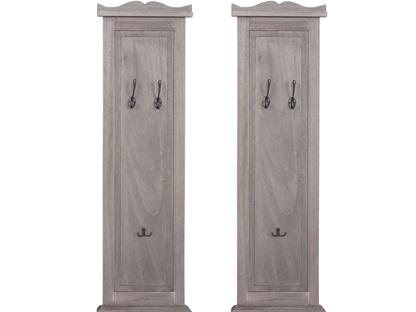 Perchero de pared H33 (juego de 2), gris-marrón shabby