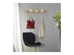 Perchero de Pared Hoja 8, Oro, 66,2x6x26,3 cm, Kendra Home