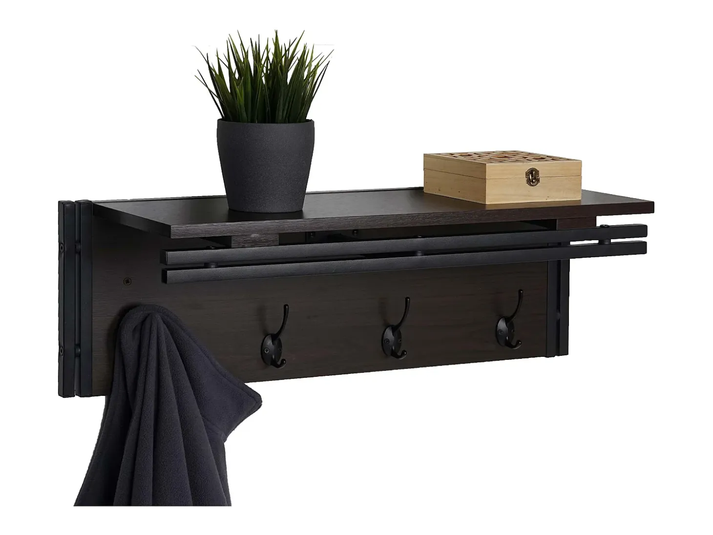 Perchero de pared MCW-A27 Estructura 3D, marrón oscuro
