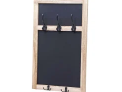 Perchero de pared MCW-C51 con pizarra, marrón natural