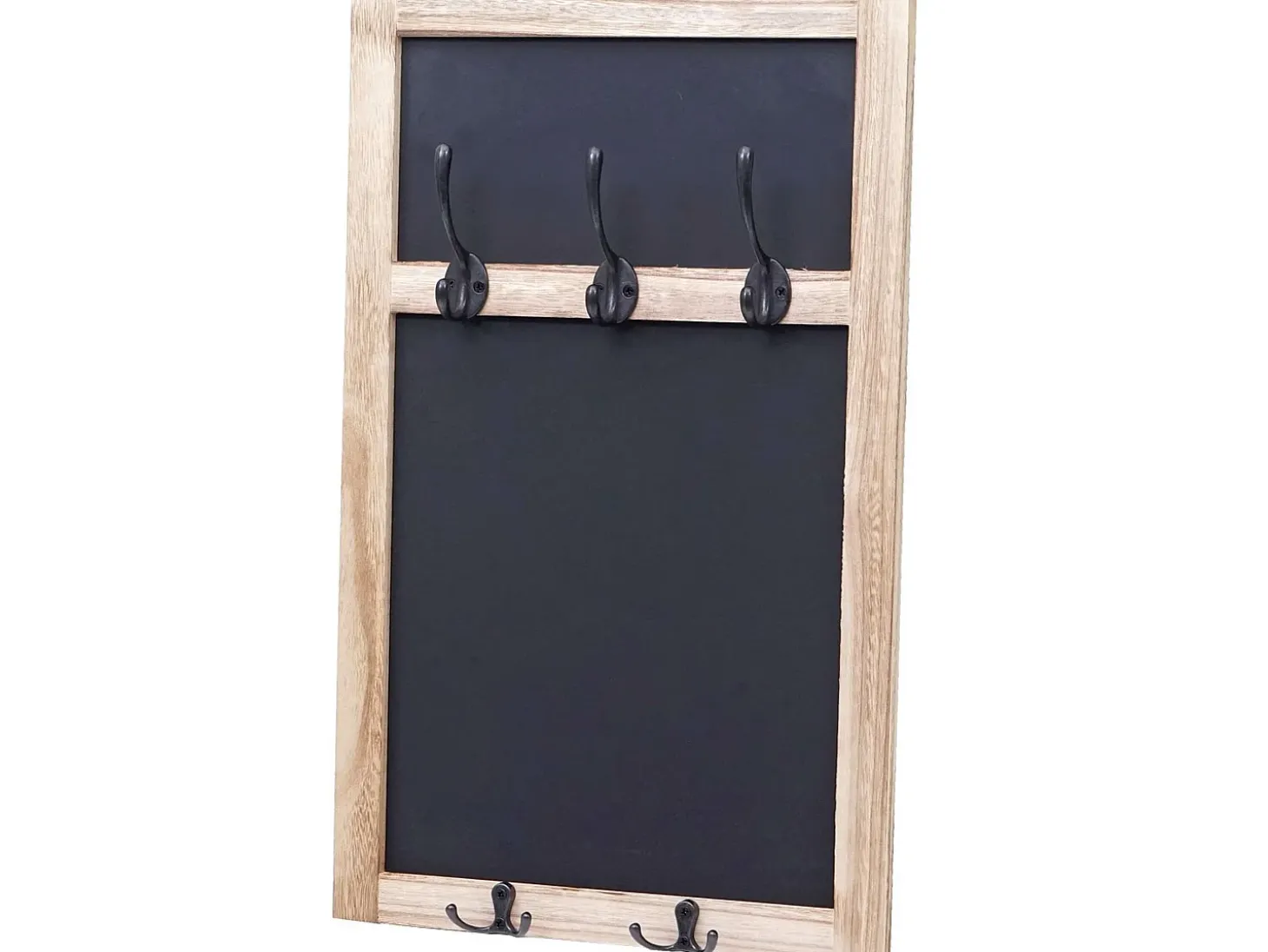 Perchero de pared MCW-C51 con pizarra, marrón natural