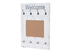Perchero de pared MCW-C89 con tablón de anuncios, blanco, desgastado