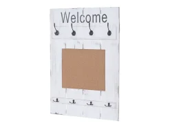 Perchero de pared MCW-C89 con tablón de anuncios, blanco, desgastado