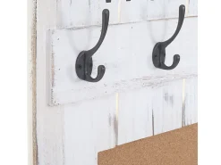 Perchero de pared MCW-C89 con tablón de anuncios, blanco, desgastado