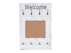 Perchero de pared MCW-C89 con tablón de anuncios, blanco, desgastado