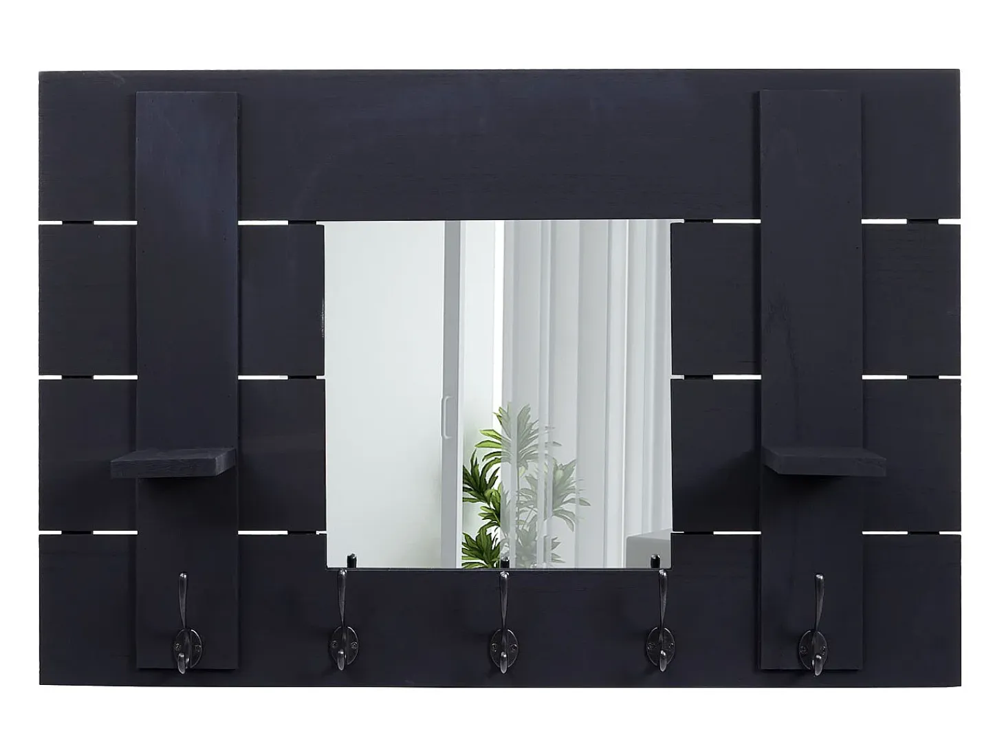 Perchero de pared MCW-C89 con espejo, gris oscuro, desgastado