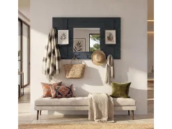 Perchero de pared MCW-C89 con espejo, gris oscuro, desgastado