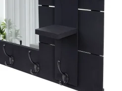 Perchero de pared MCW-C89 con espejo, gris oscuro, desgastado