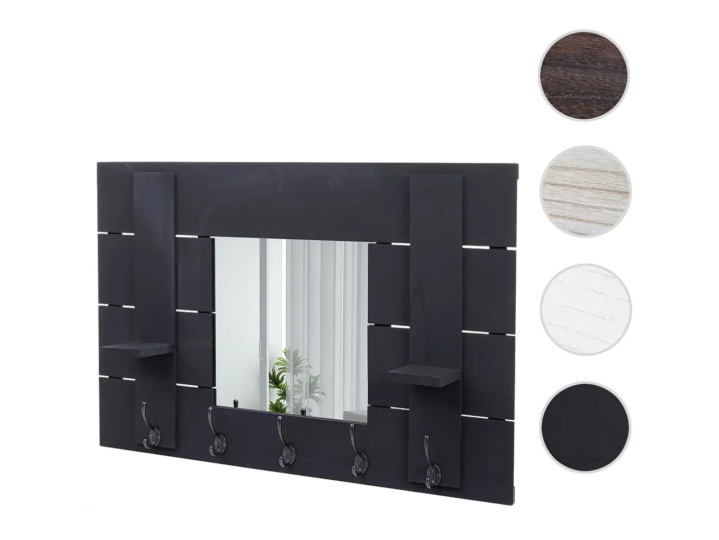Perchero de pared MCW-C89 con espejo, gris oscuro, desgastado