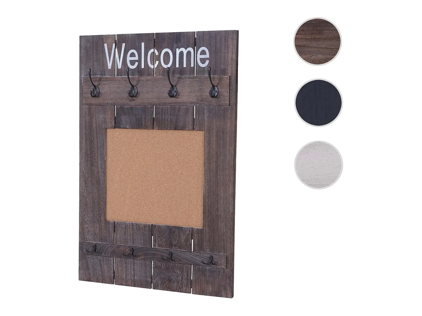 Perchero de pared MCW-C89 con tablón de anuncios, marrón, desgastado